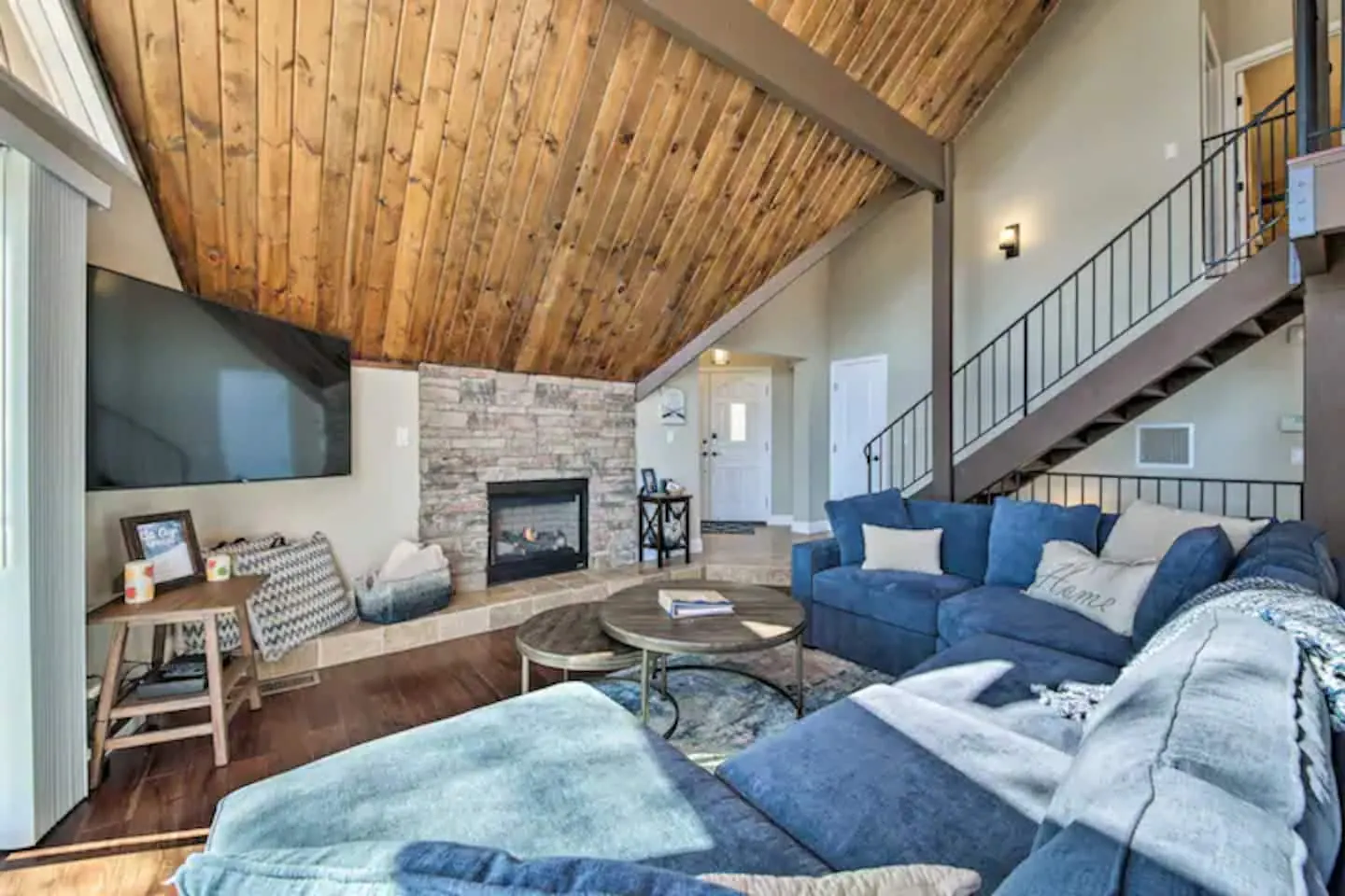 Living room and fireplace